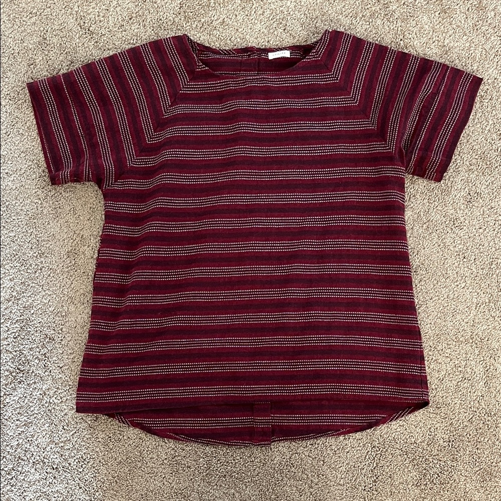 Women’s Burgundy Striped Short-Sleeve Top